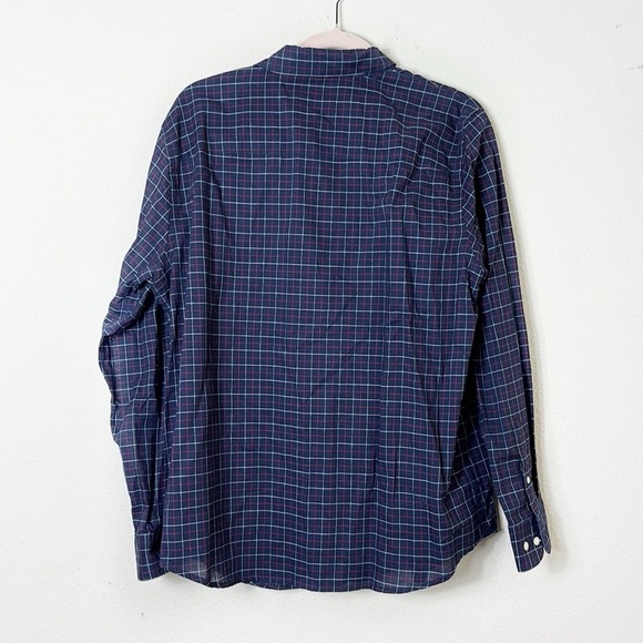 Lauren Ralph Lauren Button Down Shirt Ruffle Front iDark Navy Blue Purplish sz L - Picture 2 of 9